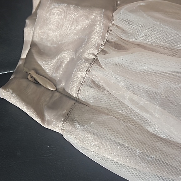 BEBE Fit and Flare Mauve Pink Embroidered 3 Layer Skirt womens size 6 NWT - Picture 9 of 12